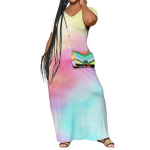 Multicolor Maxi Dress With Pockets